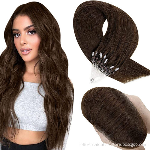 Smooth long for woman Loop Remy Hair Extensions Human Hair Silicone Micro Ring Beads Stick 1g/Strand Micro loop Hair extensions